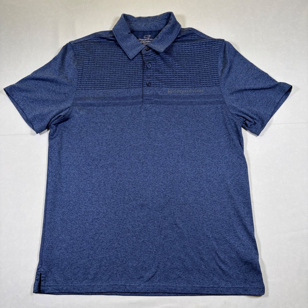Vineyard Vines Performance Polo Shirt Mens Small Blue Heathered Stretch